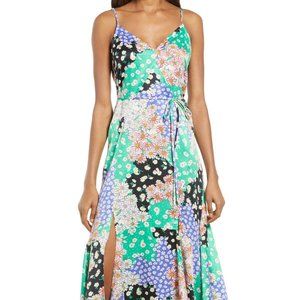 NWT Lulus Floral Print Satin A-Line Gown Size Small